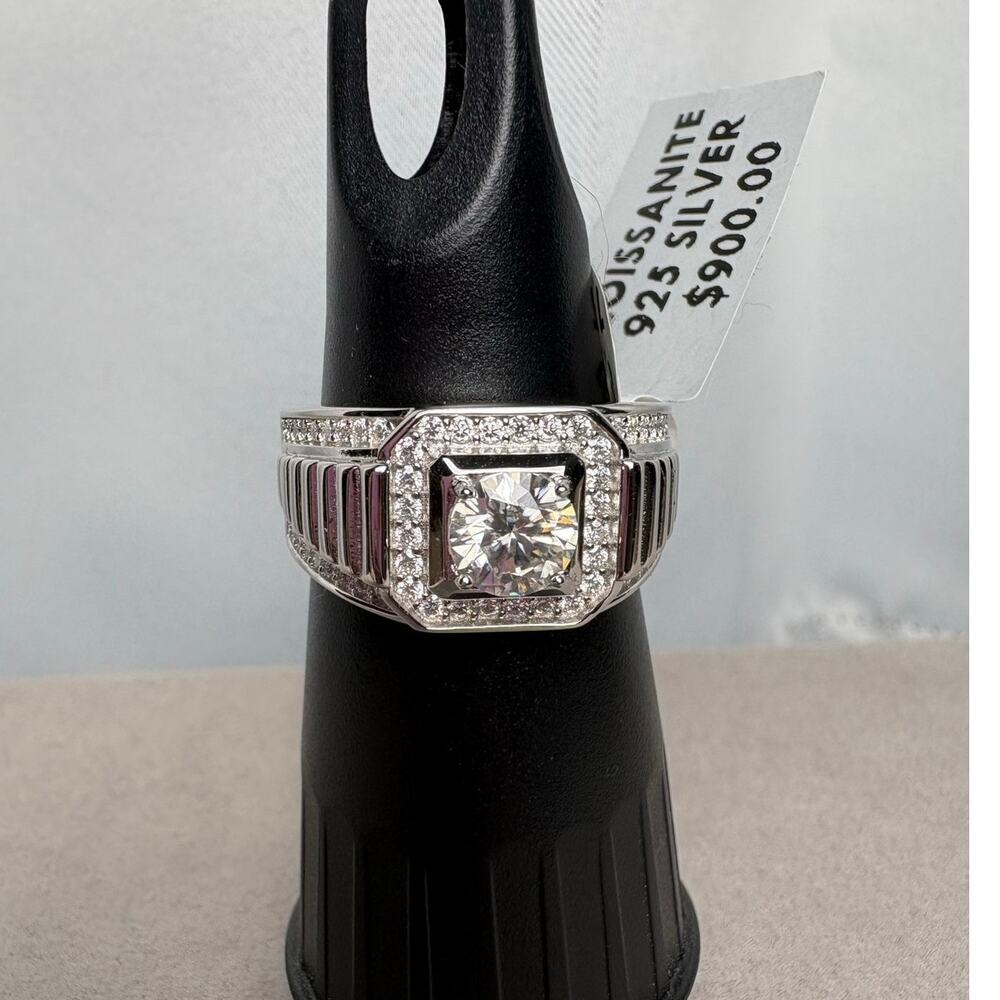 Men's Size 11 3CTW Moissanite 925 Sterling Silver Ring